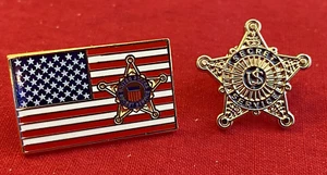 US SECRET SERVICE PINS - SILVER STAR & US FLAG WITH STAR / LOT OF TWO - Bild 1 von 6
