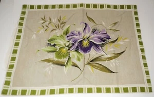 Vintage Mid Century Barkcloth Tropical Floral Abstract Purple Green Chartreuse - Picture 1 of 5