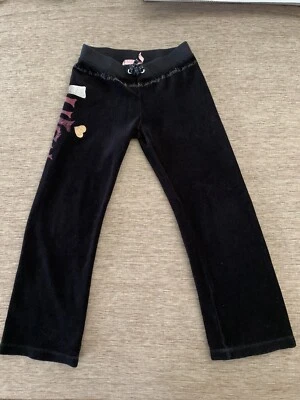 Pantalones deportivos de terciopelo negro Y2K Juicy Couture para niñas talla 6 Foto 1 de 4
