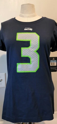 Seattle Seahawks NFL Team Apparel Ring Spun Soft Blue Jersey T-Shirt M Wilson #3 Cover