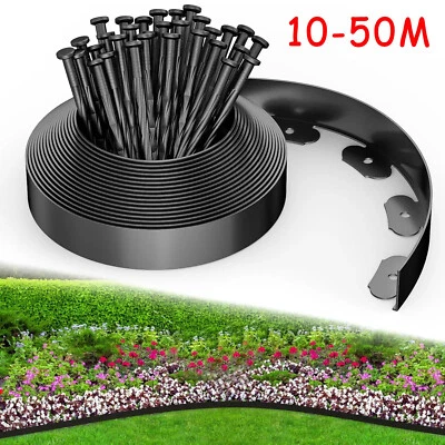 10 Metre Black Flexible Garden Border Grass Lawn Path Edging With Plastic Pegs - Image 1 of 4