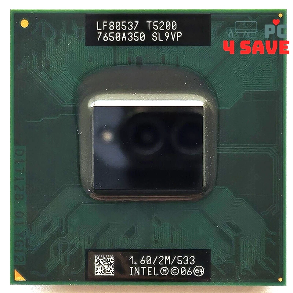 Intel Core 2 Duo Mobile T5200 1.6GHz 2MB Socket M Laptop CPU Processor SL9VP 34W - Image 1 of 1