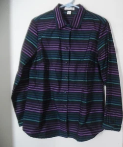 Camicia donna Coldwater Creek a righe non ferro con bottoni taglia M 10/12 - Foto 1 di 3