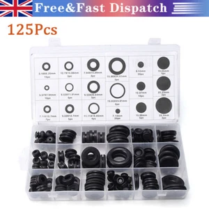 125Pcs Assorted Wiring And Blanking Grommets Kit Rubber Gromets Blind Cable Bung - Picture 1 of 10