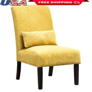 Armless Chenille Accent Chair W/ Pillow Comfortable Upholstered Modern Design US - Picture 1 of 11