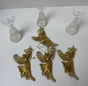 Vintage Blown Glass Angels & 4 Gold Angle Christmas Ornaments Holidays Decoratio - Picture 1 of 7