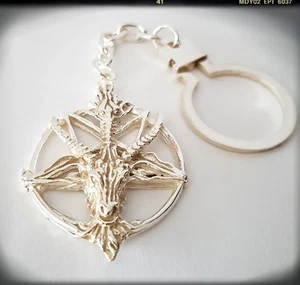 BAPHOMET LLAVERO PLATA AMULETO, GOAT OF MENDES, PENDANT NECKLACE, SILVER - Imagen 1 de 4