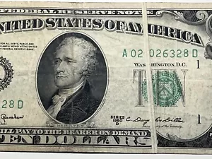 1950 D $10 Ten Dollar Bill ERROR Gutter Fold Federal Reserve Note Vintage Old - Picture 1 of 8