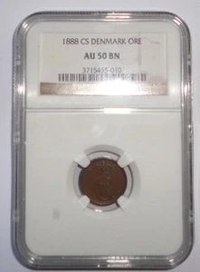 DENMARK COIN 1 ORE 1888 NGC AU 58 BN - Picture 1 of 2