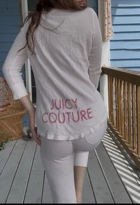 Y2K Juicy Couture Rhinestone White Thermal Capri pj set, size small - Picture 1 of 3