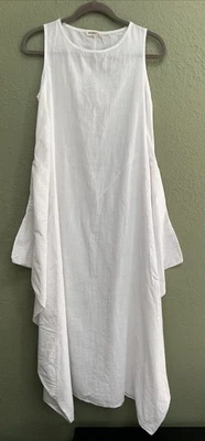 Vestido ANSELF Mujer Talla S Pequeño Blanco ALGODÓN Sin Mangas LAGENLOOK MIDI BOHO Foto 1 de 4