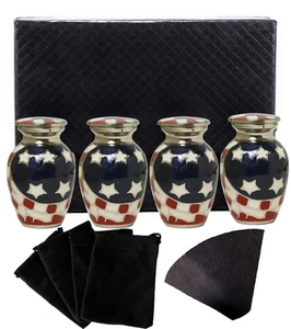THE ASCENT MEMORIAL American Flag Embossed Urns & Keepsake Set of 4 with Four... - Picture 1 of 8