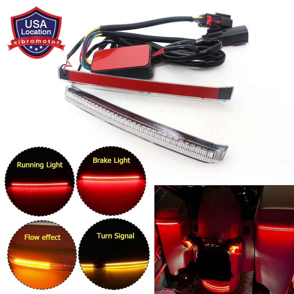Tapa de alforja trasera LED luz trasera freno señal de giro para Harley Touring Glide 14+ Foto 1 de 4