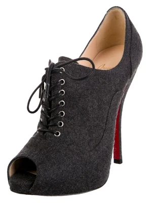 $995 CHRISTIAN LOUBOUTIN Lady Derby 120 Botines de Franela (34.5 E; 4.5 EE. UU.) con Caja Foto 1 de 4