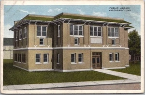 c1910s VALPARAISO, Indiana Postcard "Public Library" Building View / unbenutzt - Bild 1 von 2