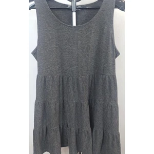 Zenana Women's Dark Gray Sleeveless Empire Waist Baby Doll Tank Tunic - Size XL - Picture 1 of 6