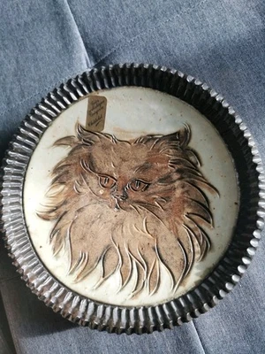 Magnifique assiette En Grès Motif Tête De Chat Grégoire Édouard - Photo 1/4