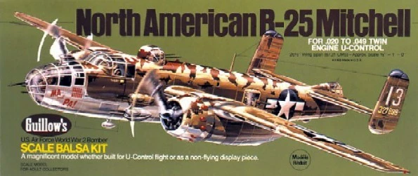 Guillows 805 B25 Mitchell 26-1/2" Wingspan Military Aircraft Plane Model Kit - Image 1 of 1