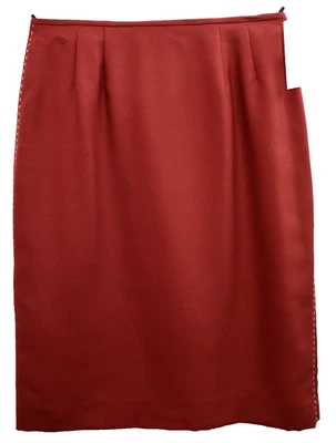 NUEVO CON ETIQUETAS KASPER Mujer Seda Carrera Recta Falda Lápiz Bordada Granate Rojo Talla L Foto 1 de 4