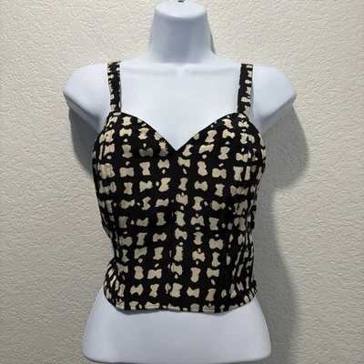 Vintage Silk Bustier Top Size 8 Black Ivory Italy Sexy Holiday - Image 1 of 4
