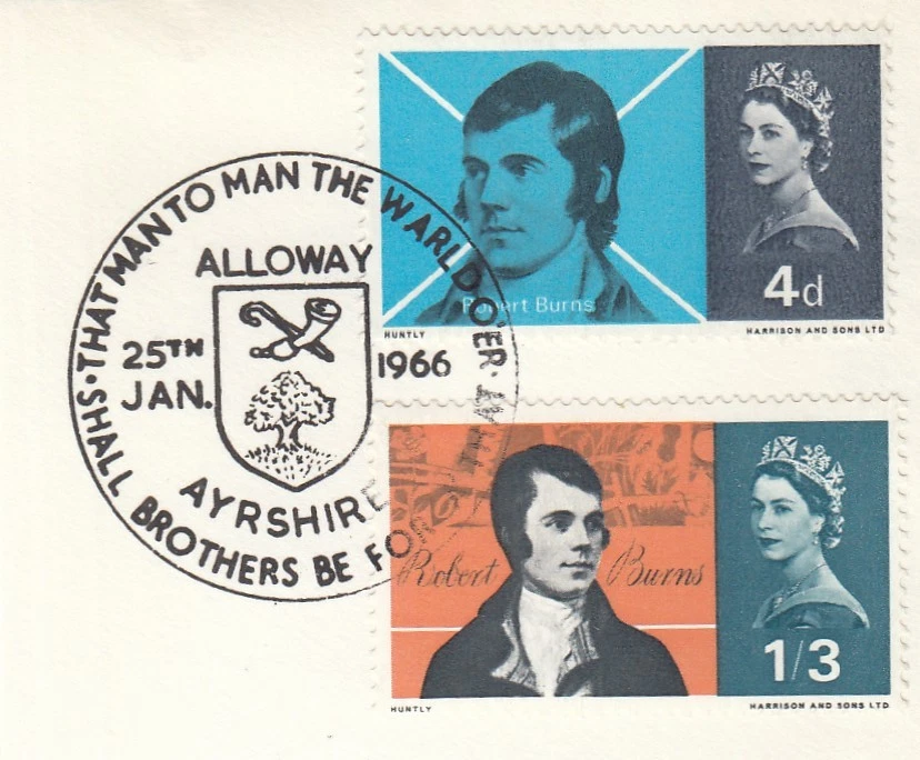 Robert Burns non-phosphor GB Used Alloway (b) 1966 ON PIECE (150141) - Image 1 of 1