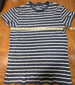 J Crew Vintage Knits Blue White Stripe Short Sleeve T-Shirt Men's Size Small - Picture 1 of 5