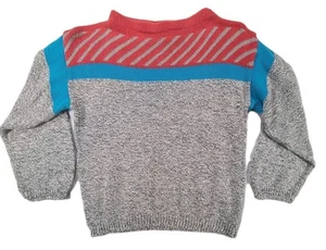 1980s Knit Boat Neck Colorblock Size Small Bust 32" Stranger Things - Picture 1 of 12