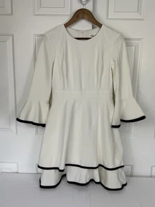 Eliza J Dress Womens 6 Black Ivory Bell Sleeve Tiered Fit and Flare Ponte Knit - Picture 1 of 10