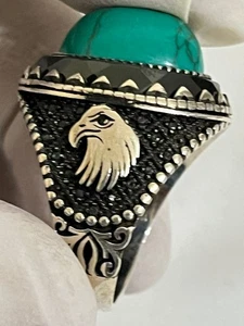 Royal Men silver 925 Ring Luxury Turquoise Nayshabouri Modern فيروز نيشابوري - Picture 1 of 20
