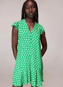 Whistles grün Gänseblümchen Karomuster flippiges Kleid UVP 129 £ Größe 10 einmal getragen - neuwertig - Bild 1 von 4