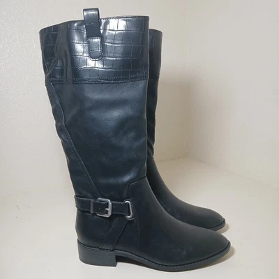 NEW St Johns Bay Womens Black Buckle Roslyn Riding Boots Size 9M #A3 - Image 1 of 4