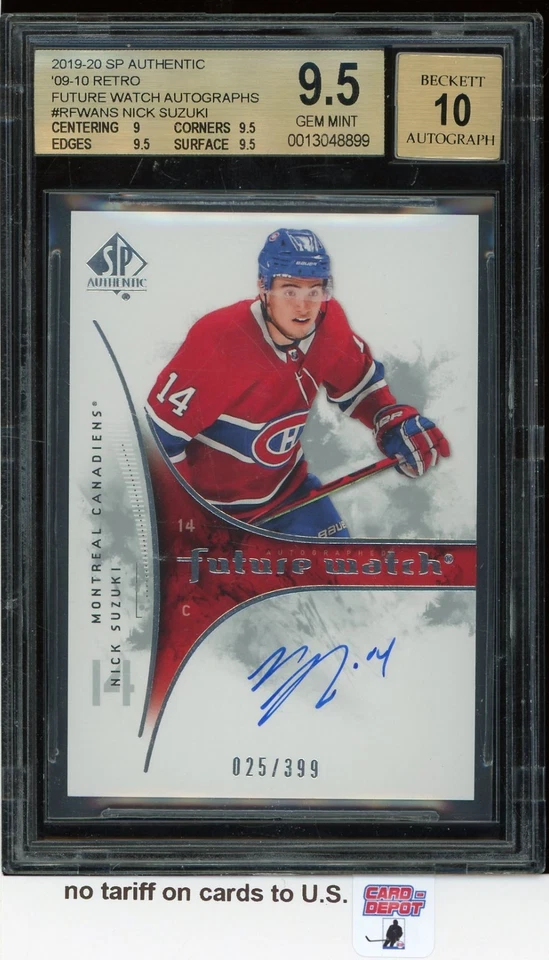 2019-20 SP Authentic '09-10 Retro Future Watch Auto Nick Suzuki 25/399 BGS 9.5 - Image 1 of 2