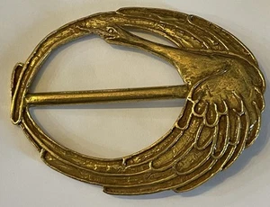 Brass Crane Brooch Scarf Vintage Buckle 3” Long - Picture 1 of 3