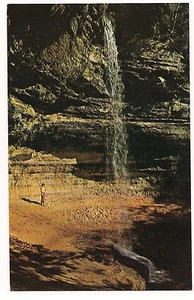 LONE FIGURE Waterfalls MUNISING FALLS PARK Michigan MI Postcard Upper Peninsula - Picture 1 of 2