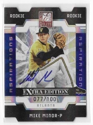 2009 Donruss Elite Aspirations Die-Cut Rookie Autograph #59 Mike Minor /100 RC Foto 1 de 2