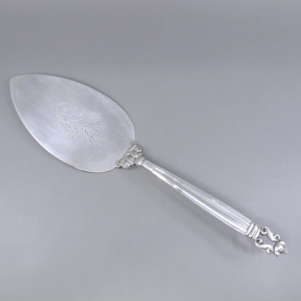 ACORN por GEORG JENSEN Dinamarca Todo Esterlina Grande 10.5" Pastelera Servidor Sólido Foto 1 de 4