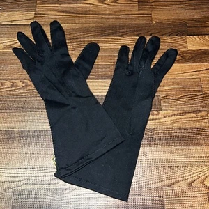 Vintage Black Cotton Max Mayers 1940-50's Dress Gloves Solid 6.5 Brand New - Picture 1 of 4