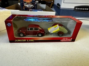RS0119-040: Schuco Junior Line Modellauto VW Käfer mit Anhänger - Bild 1 von 8
