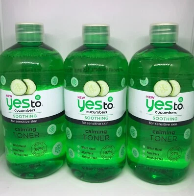 全新 Capped Yes to Cucumbers 舒缓敏感肌肤镇静爽肤水 12 盎司 3 件装 — 第 1/2 张图片