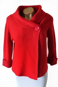 Chiaramente Italy Wollmischung Boxy Strick Cardigan Jacke Rot UK 8 - Bild 1 von 5