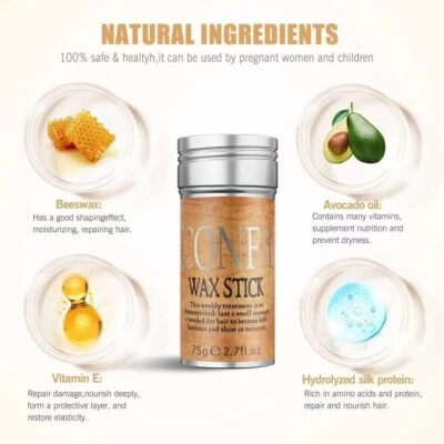 CONFII® Hair Wax Stick, Hair Finishing Stick Edge Control Anti-Frizz Non-Greasy