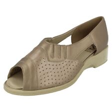 Damen 4E's Von Equity Hellgold Leder Sandalen Schuhe Vorne Offen : Rita