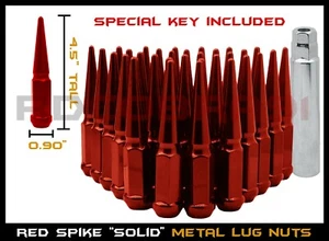 1999-2020 Silverado 2500 HD 3500 HD 4.5" Tall Spike Lug Nuts Red USA Made - Picture 1 of 8
