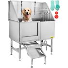 59 Inch Pets Dog Grooming Tub, Stainless Steel Pet Dog Bath Tub Professional Hom