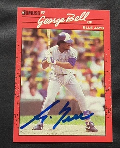 GEORGE BELL TORONTO BLUE JAYS SIGNED AUTOGRAPHED 1990 DONRUSS BASEBALL CARD - Picture 1 of 1