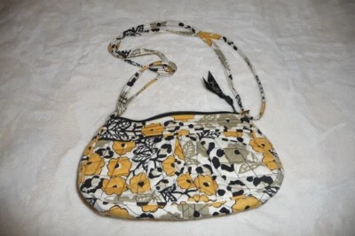 Cartera Bandolera VERA BRADLEY FRANNIE ~ $29 GO WILD Blanca Negra Dorada Flor Foto 1 de 3