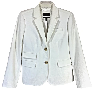 Blazer escolar J.CREW talla 4P/2 en blanco floral matelasse estilo A6619 Foto 1 de 4