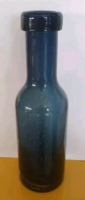 Blue 29cm Tall Hand Blown Bubble Bottle - image 1 of 4