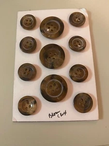  ITALIAN Blazer suit BUTTON SET Surplus 24/36 4 HOLE HORN EFFECT K1 Tan 11 PCs - Picture 1 of 1