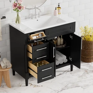 36'' Bathroom Vanity Bathroom Storage Cabinet with Sink&Drawers Adjustable Shelf - Picture 1 of 33